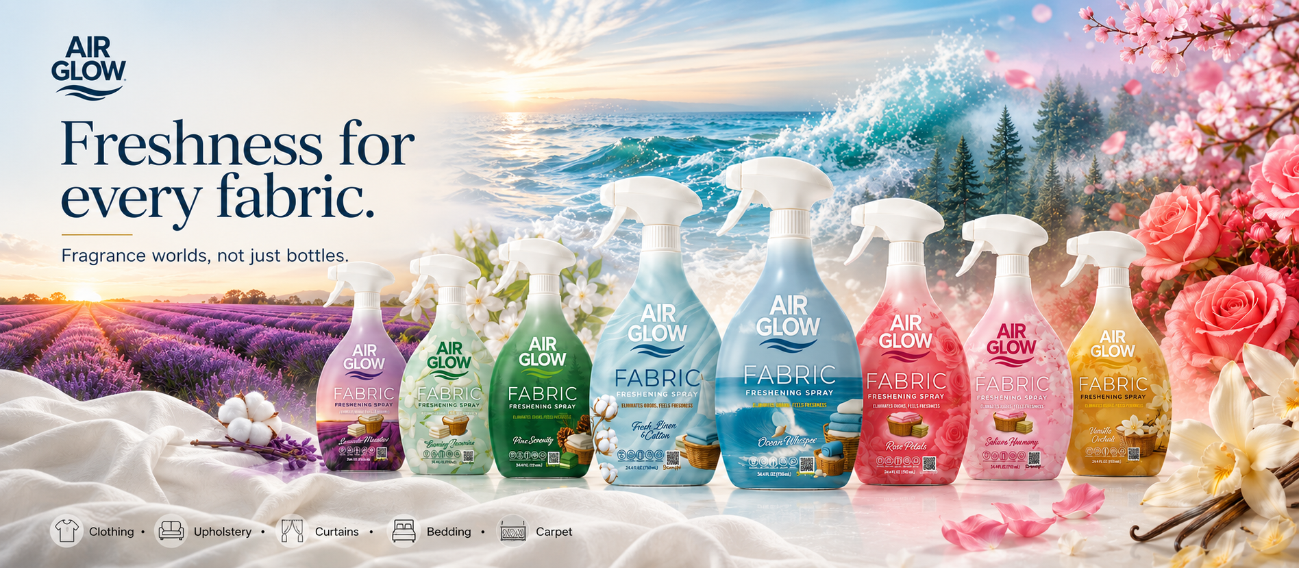 AirGlow fabric freshening spray collection